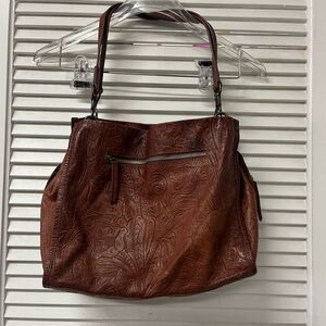 AMERICAN LEATHER CO.✨Elegant Brown Embossed Leather Tote